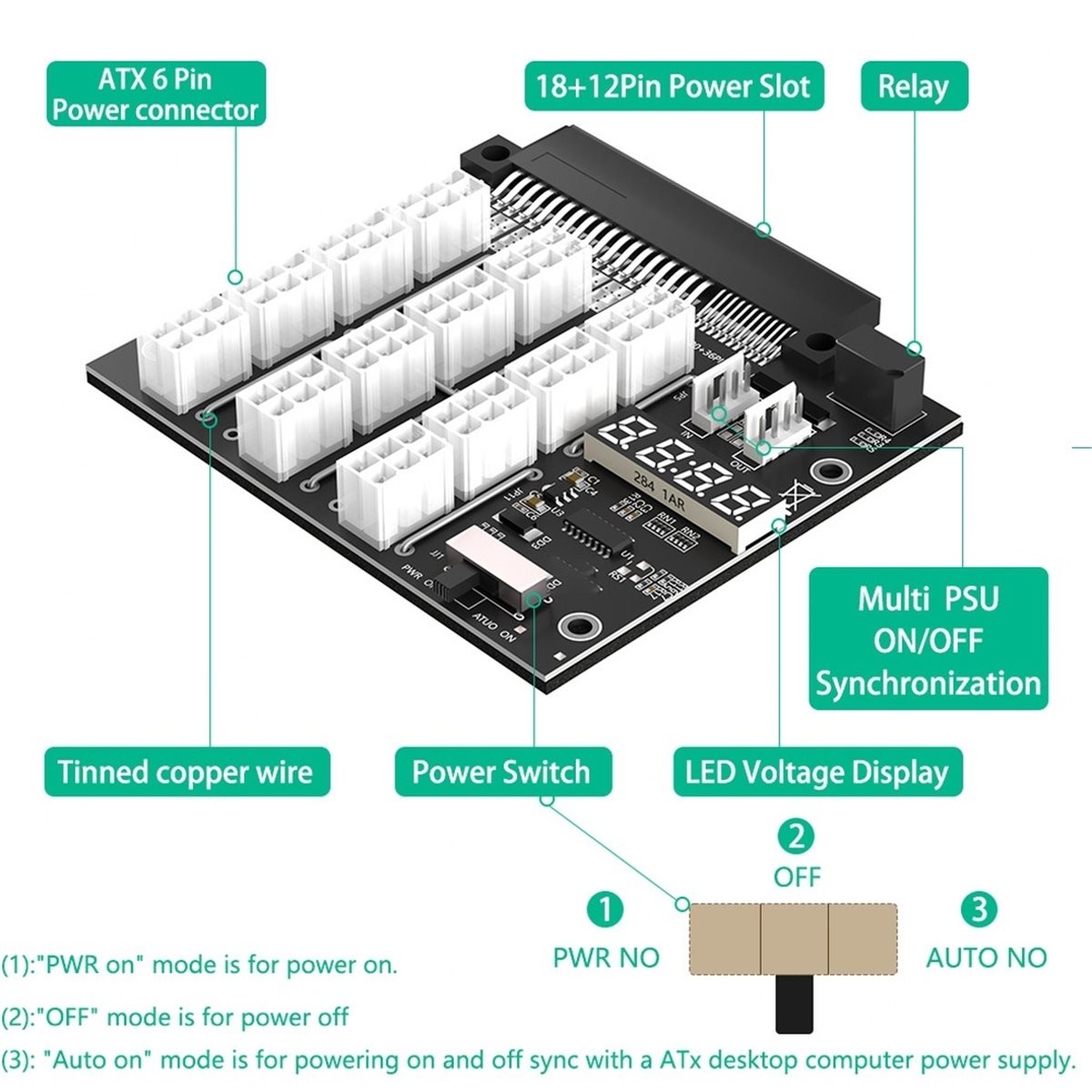 M05K 12 Ports PCIe 6Pin Connec - 2400W Server Psu Breakout Board 评论和价格