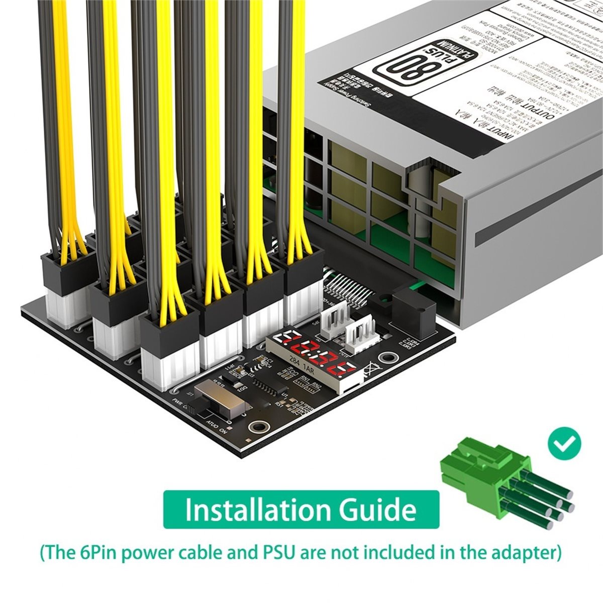 12 Ports PCIe 6Pin Connector B - 2400W Server Psu Breakout Board 评论和价格