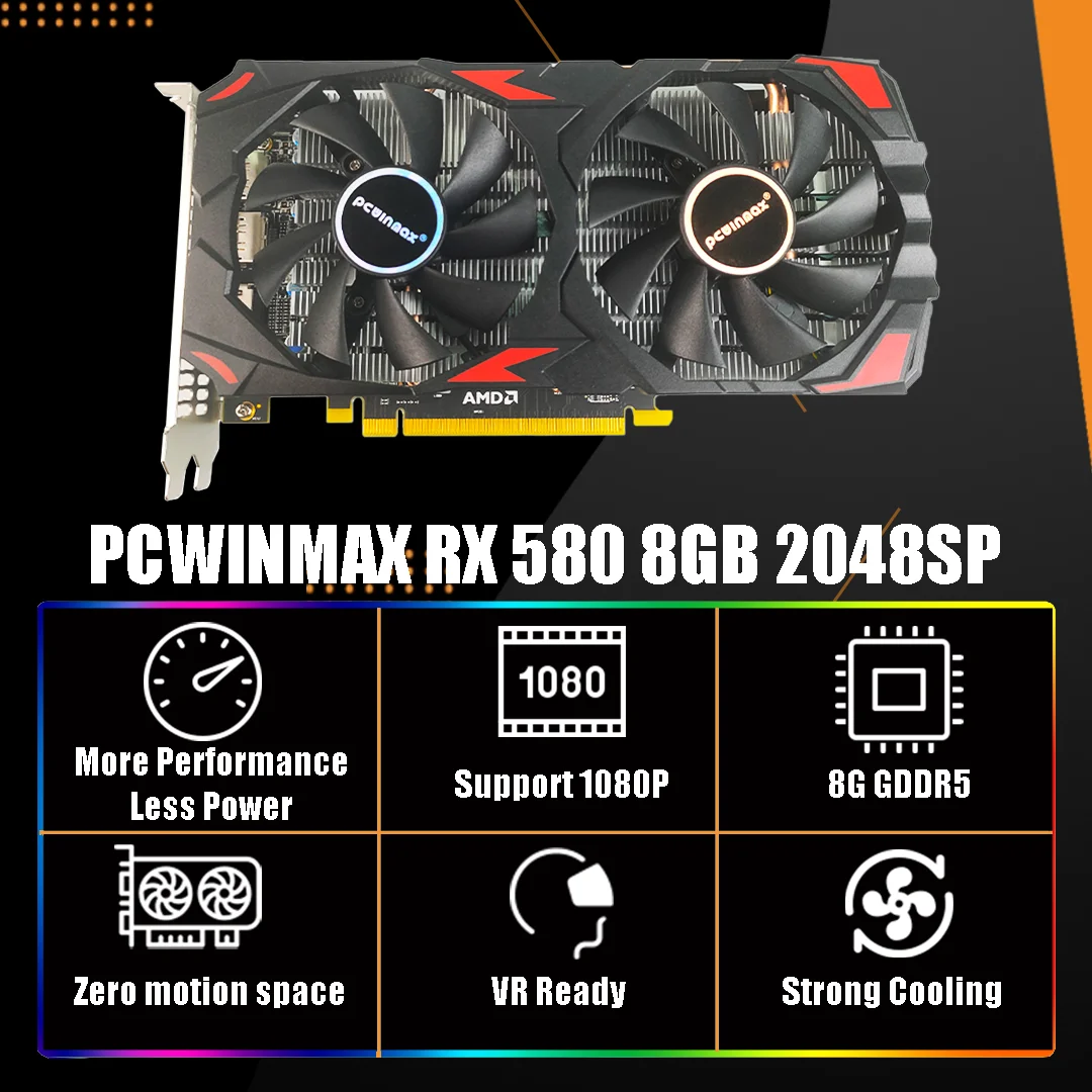 PCWINMAX New Radeon RX580 8GB  - Rx 580 8Gb 2048Sp Gpu 评论和价格