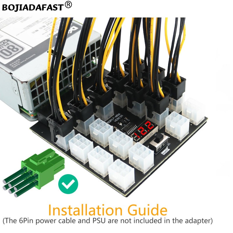 17 Ports PCI-E 6Pin Connector  - 2400W Server Psu Breakout Board 评论和价格